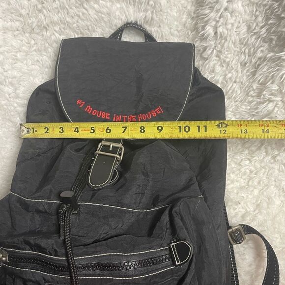 Vintage Disney Mickey Mouse Nylon Black Backpack antique tone hardwares.. main image 4